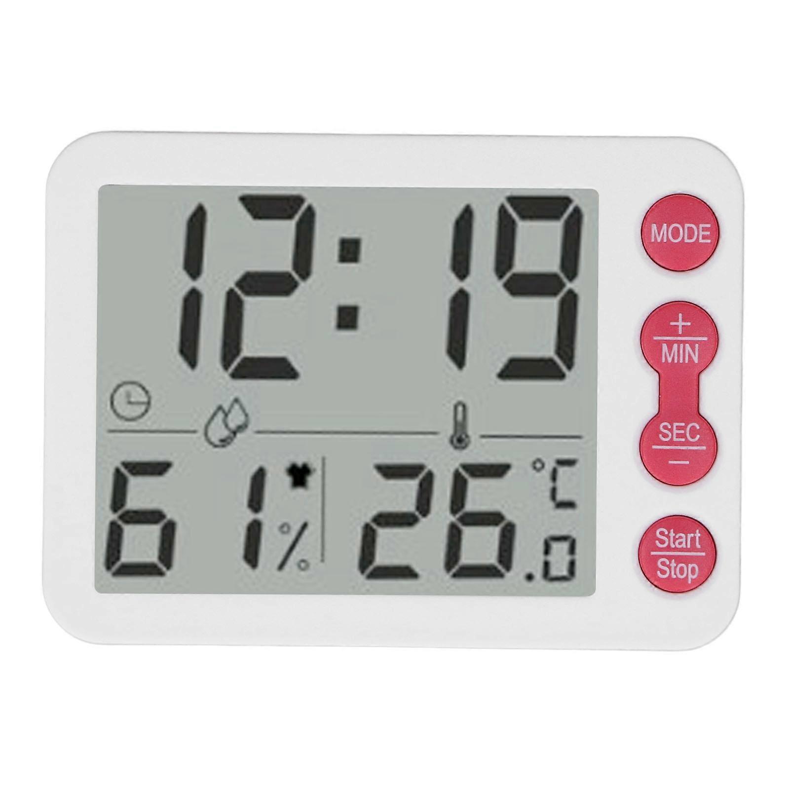 Indoor Digital Temperature Humidity Meter Multifunctional Electronic Thermometer Hygrometer with Alarm Clock Function White Red Key