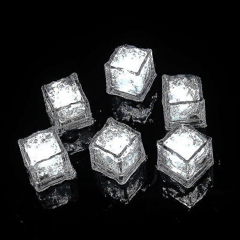 Light Up Ice Cubes, 12 Pack Multi Color Led Ice Cubes, Reusable Glowing Flashing Ice Cube For Club Bar Party White Edition