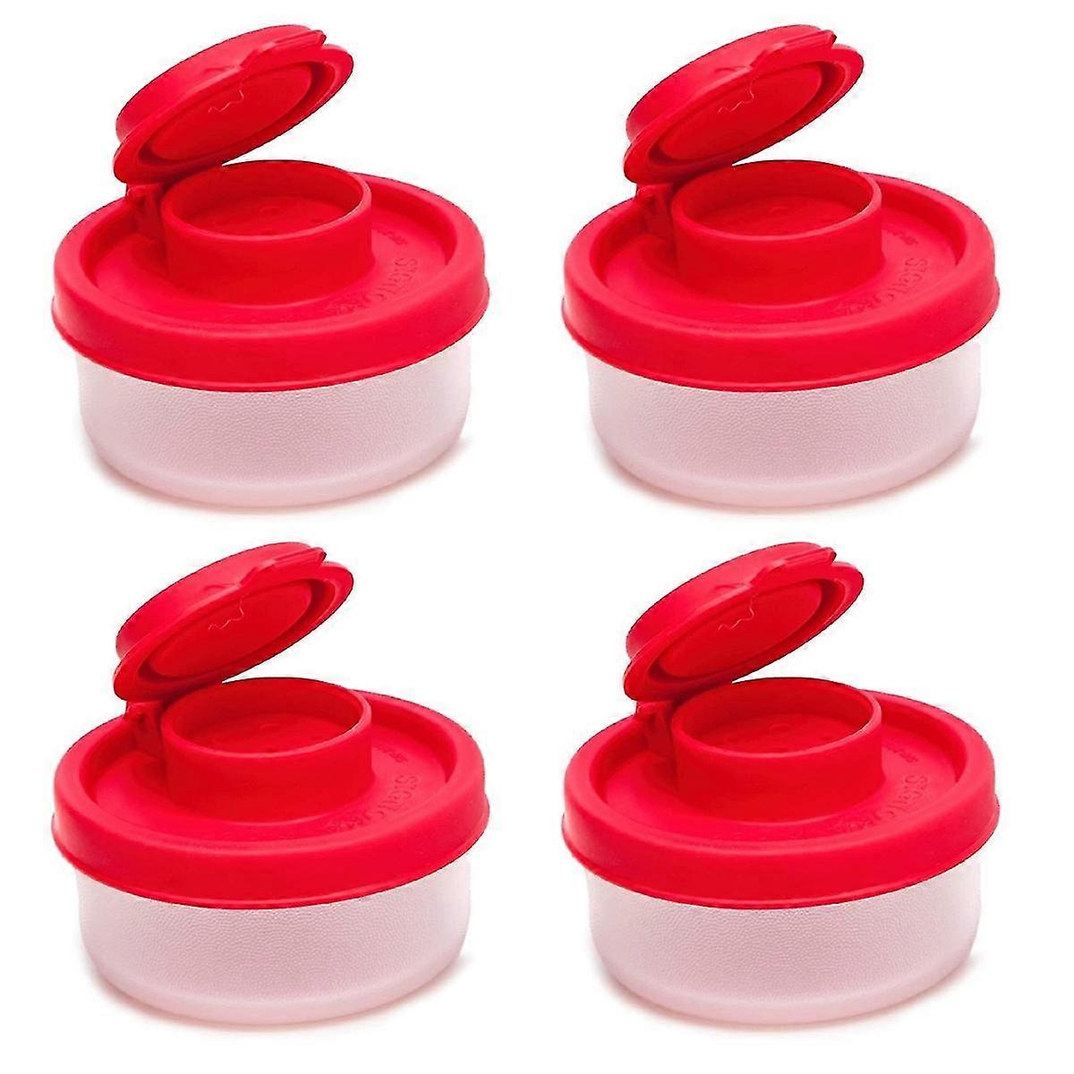 Small Salt And Pepper Shakers For On-the-go - With Sealing Lid - Red, 4-pack