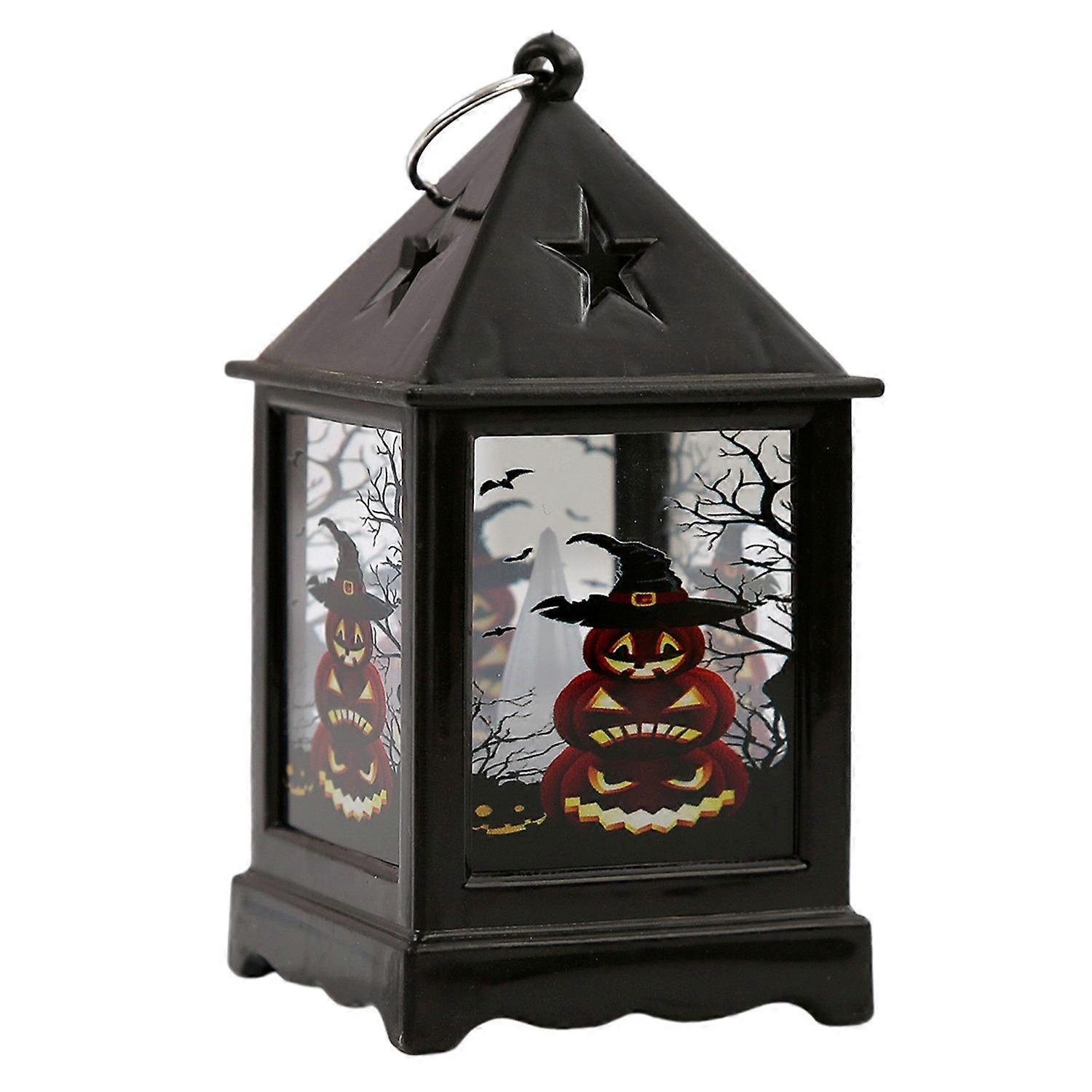 Halloween Lantern Battery Powered Halloween Decorative Lamp Simulated Flame LED Lantern for Home