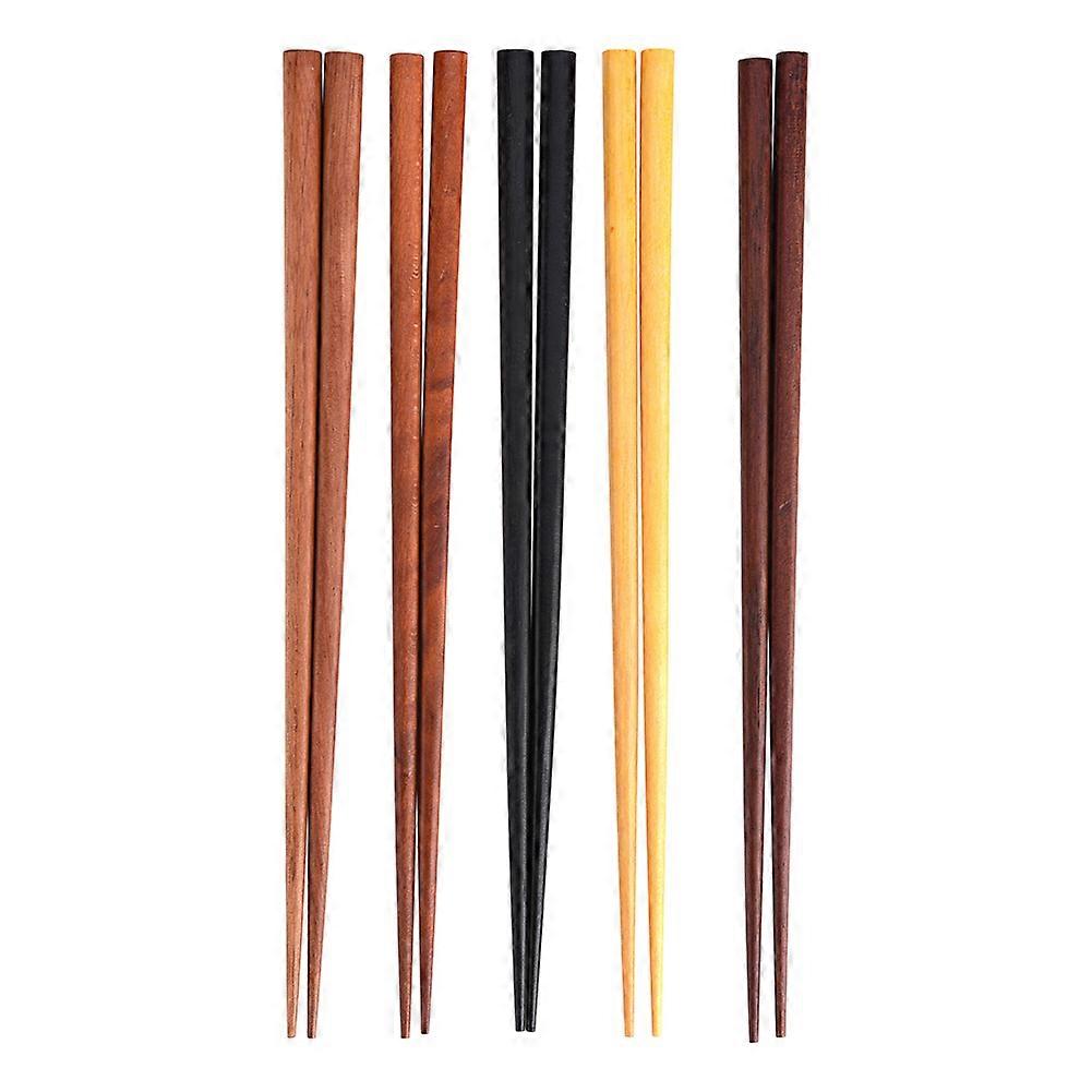 5 Pairs 22.5cm Practical Simply Style Solid Color Handmade Wooden Chopsticks Set