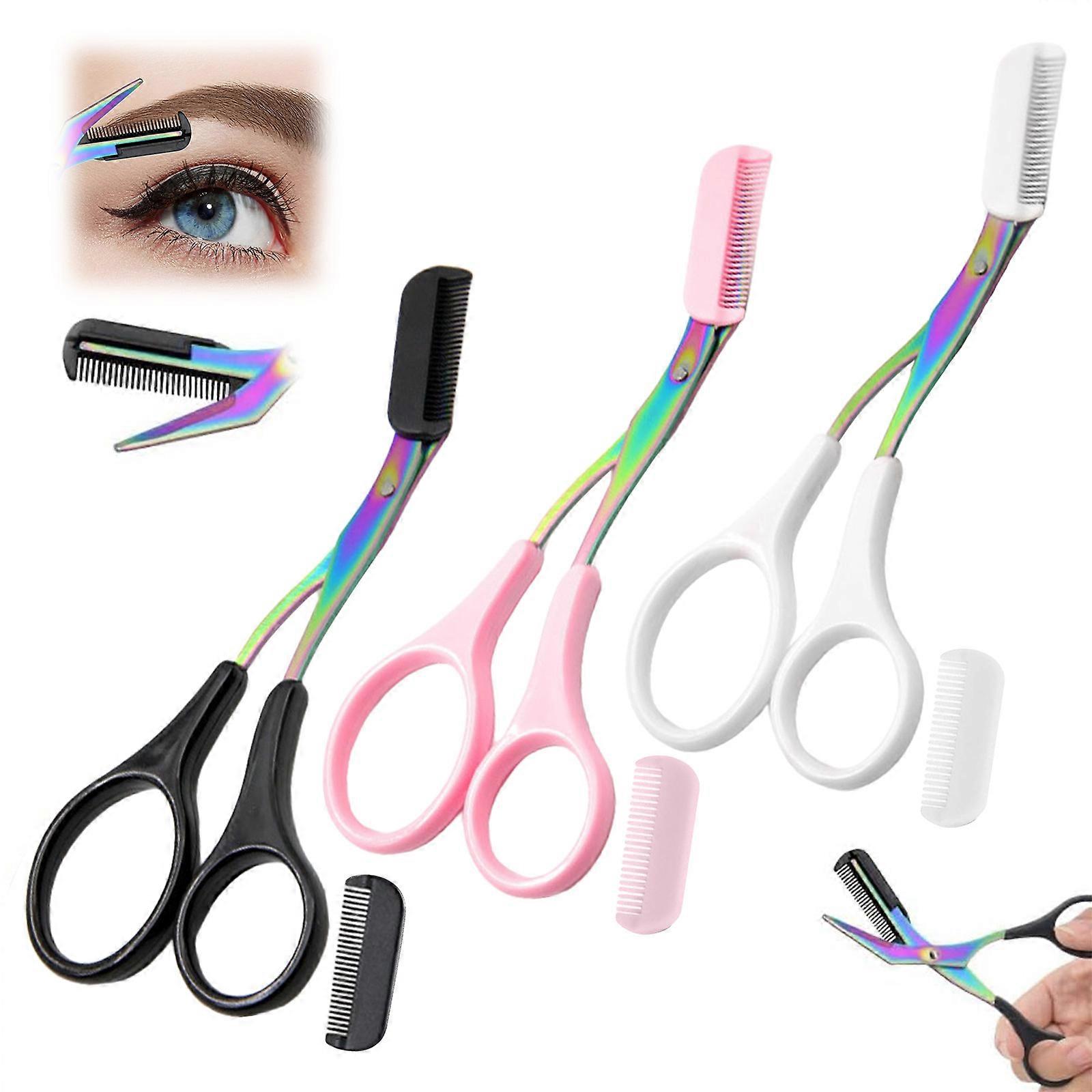 Beauty Secrets Nail Glue 3PCS Eyebrow Trimmers Scissor 2024 New Eyebrow Scissors With Comb Precision Eyebrow Trimming Scissors Non-Slip Eyebrow Cutter