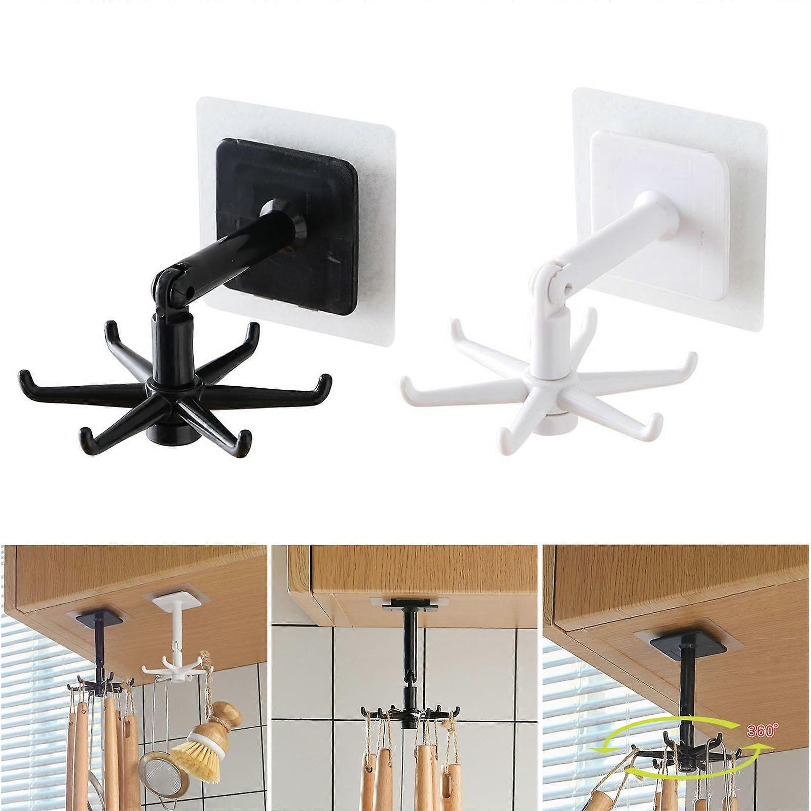 Rotatable hooks no-hole wall hanging kitchen wall non-marking wall spoon hanging rack home hanging rack sticky hooks