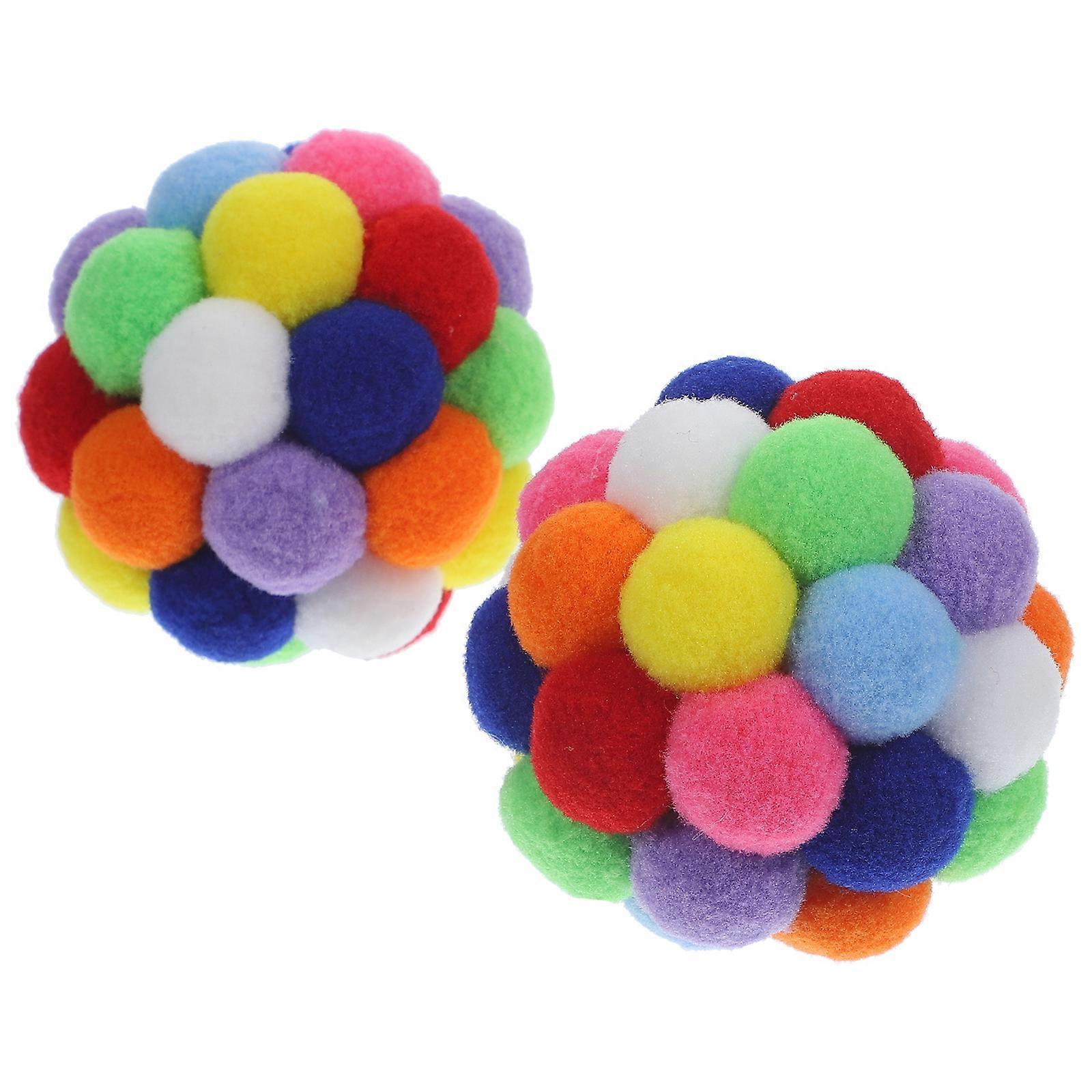 2Pcs Interactive Cat Balls Plush Cat Ball Kitten Plush Ball Indoor Cat Balls Cat Bouncy Ball Toy