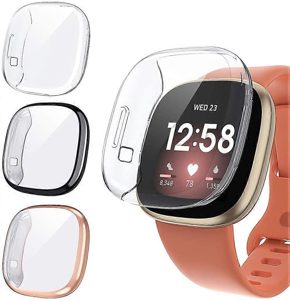 [3 Pack] Soft TPU Screen Protector Case for Fitbit Versa 3 / Sense