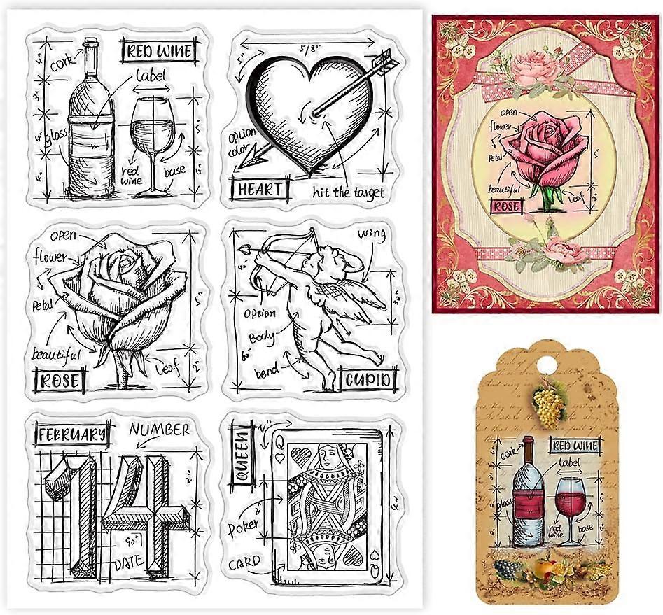 1Sheet Valentine's Silicone Clear Stamps