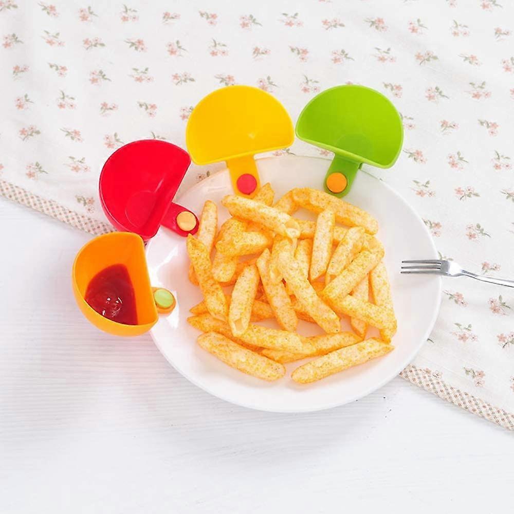 4 Pack Dip Clips Assorted Plate Grab Clip-on Dip Holders Tomato Sauce Salt Vinegar Sugar Flavor Spices Dip Container Bowl