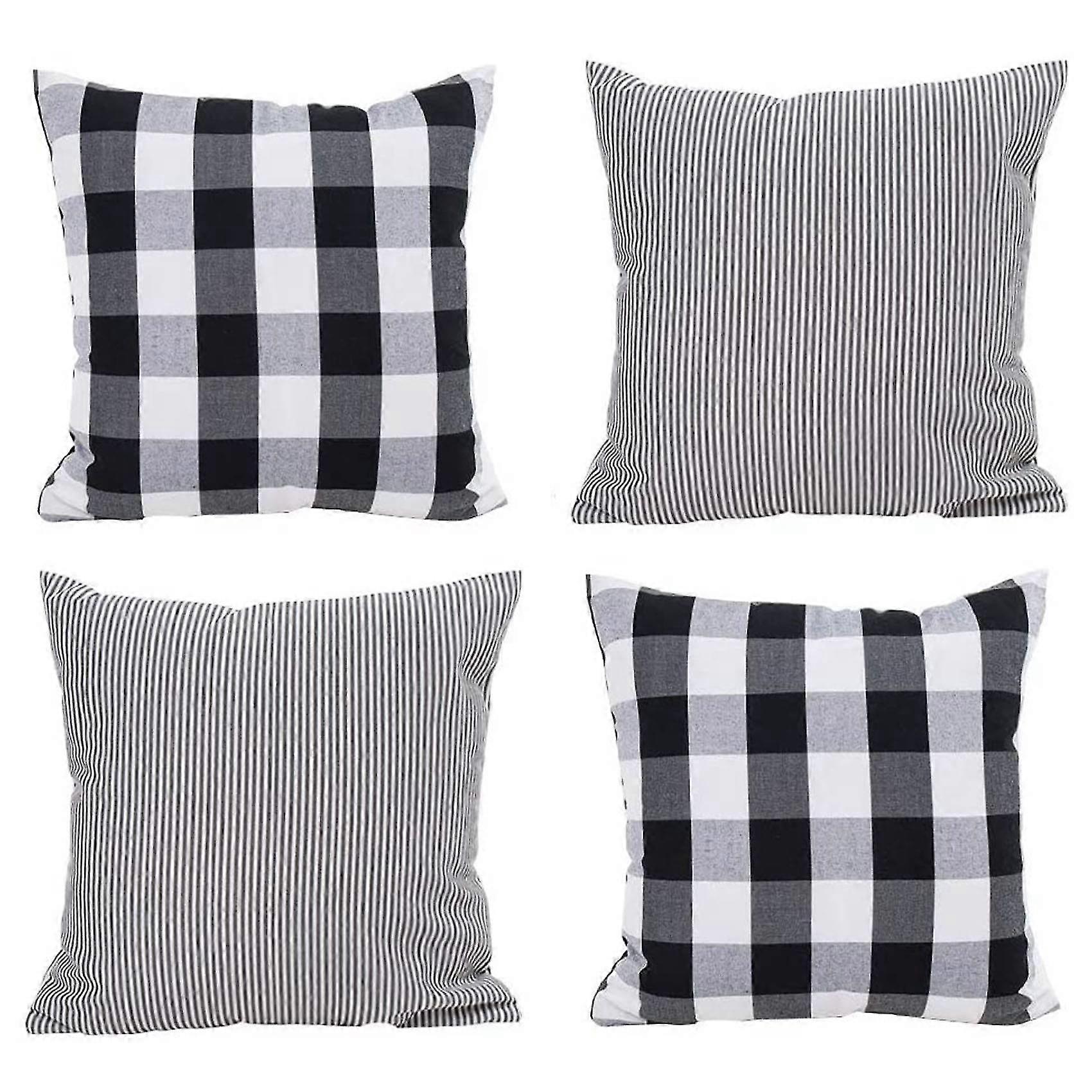 4-Piece Pillowcase Cushion Cover Pattern, Solid Color, -Black
