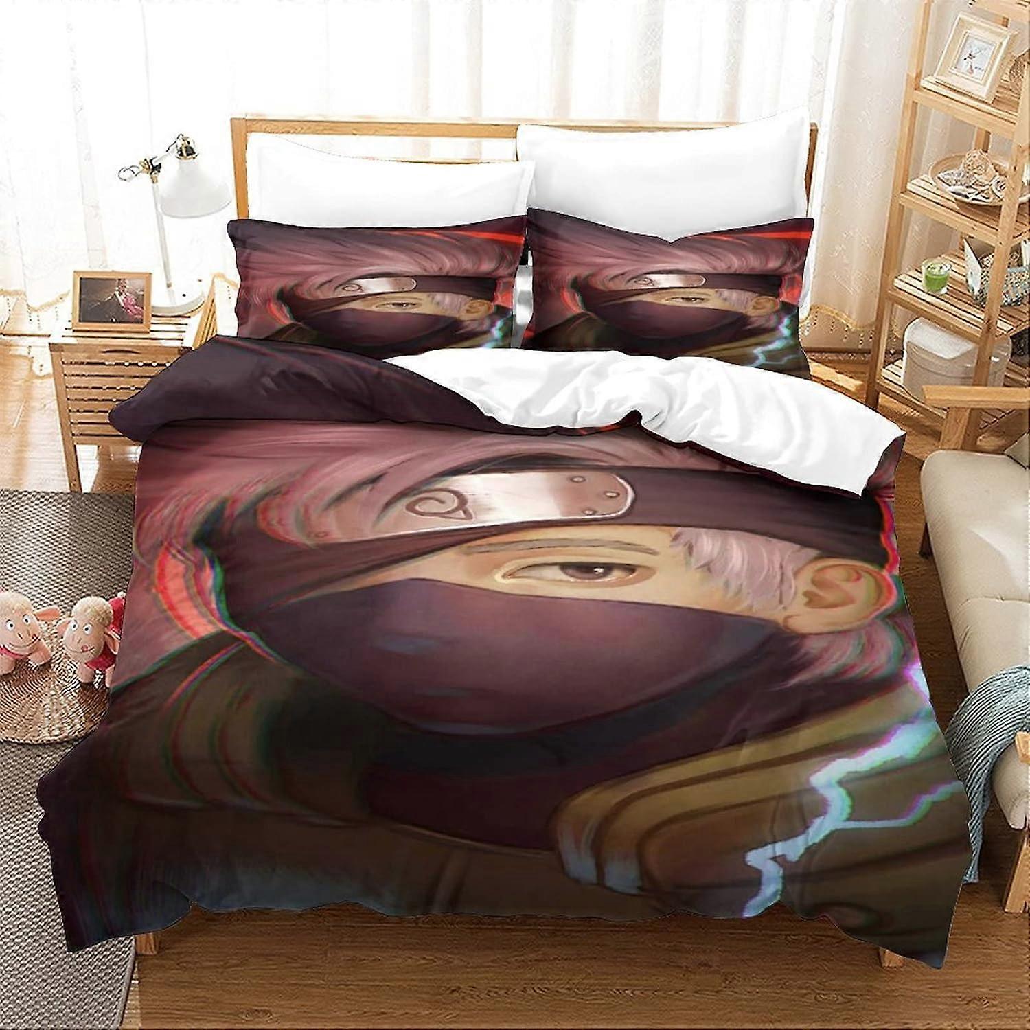 ناروتو الفراش مجموعة شخصيات أنيمي لينة ستوكات غطاء لحاف مع قطع مجموعة سوست، للأطفال والمراهقين والكبار