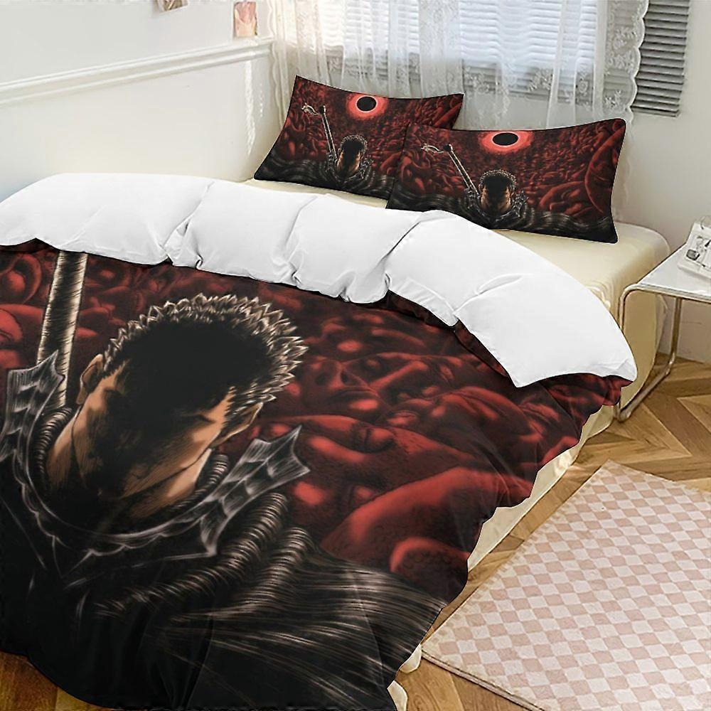 x435 Anime Berserk Conjunto de Cama de 3 Peças Quente e Confortável Conjunto de Cama com 1 Capa de Edredom e 2 Fronhas para Quarto b435