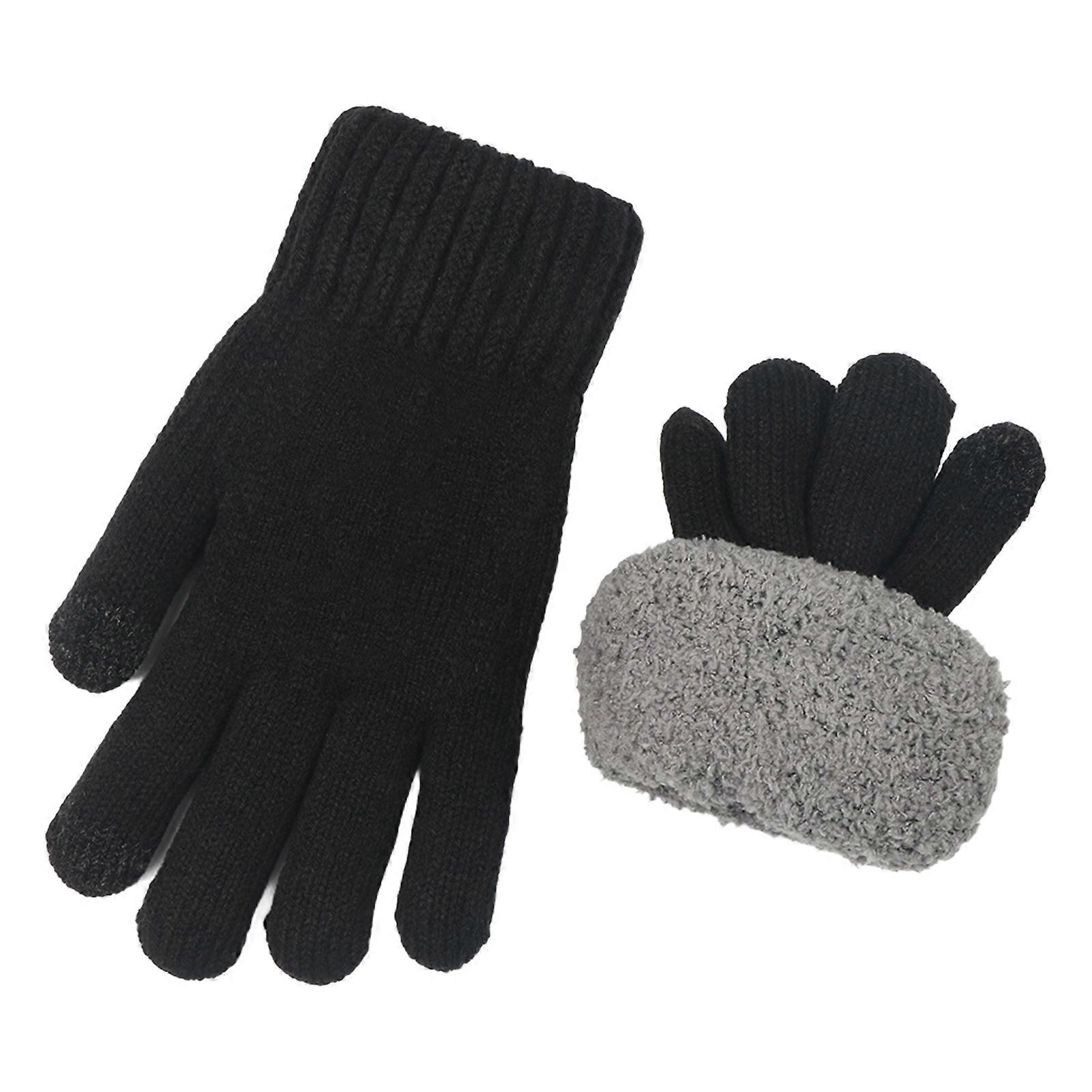 1 Pair Women's Winter Gloves Touch Screen Thermal Glove Warm Lining Knit Wool Glove for Cold Weather Outdoor Sports