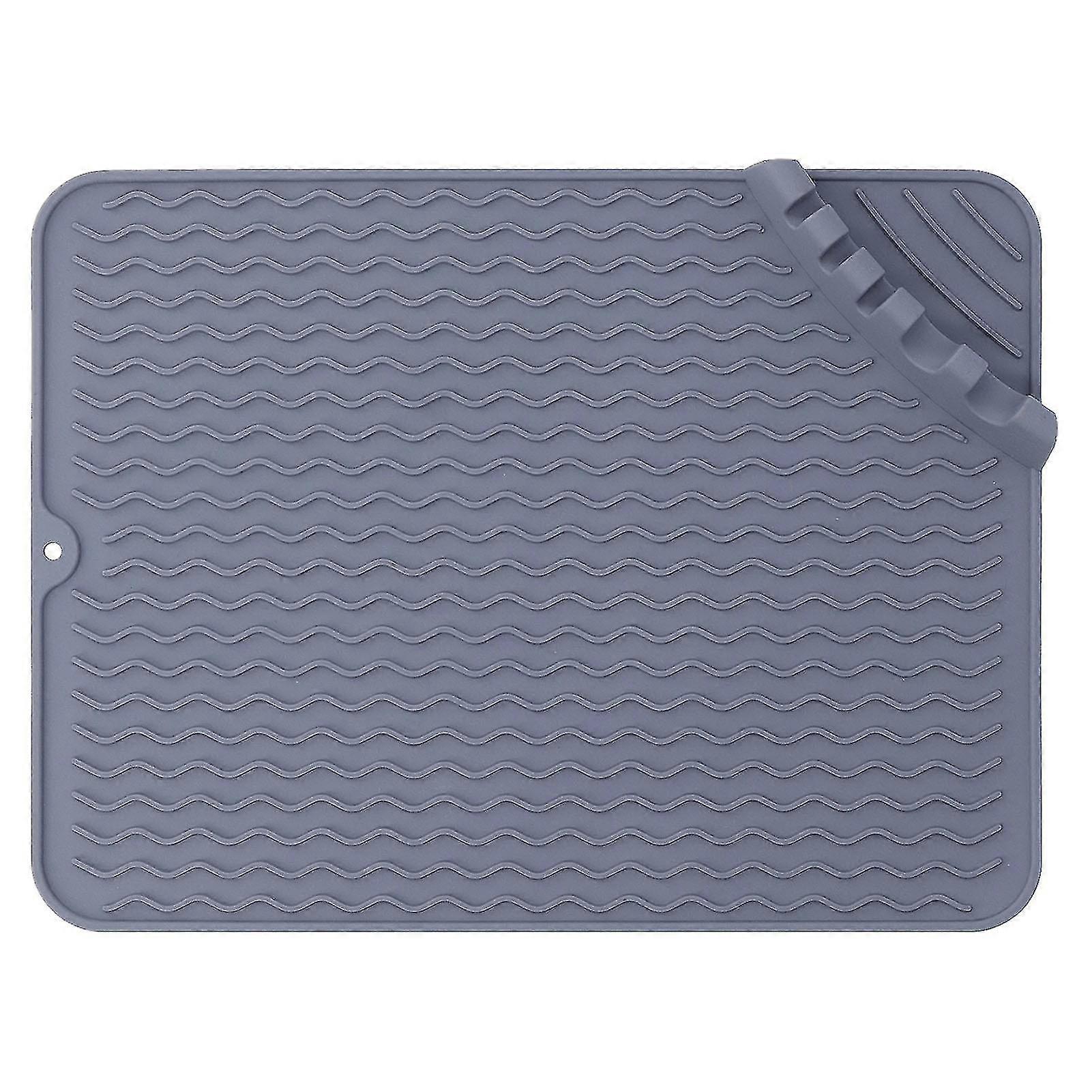 Silicone Dish Drying Mat High Temperature Resistance 230C Grey Kitchen Drainer Pad