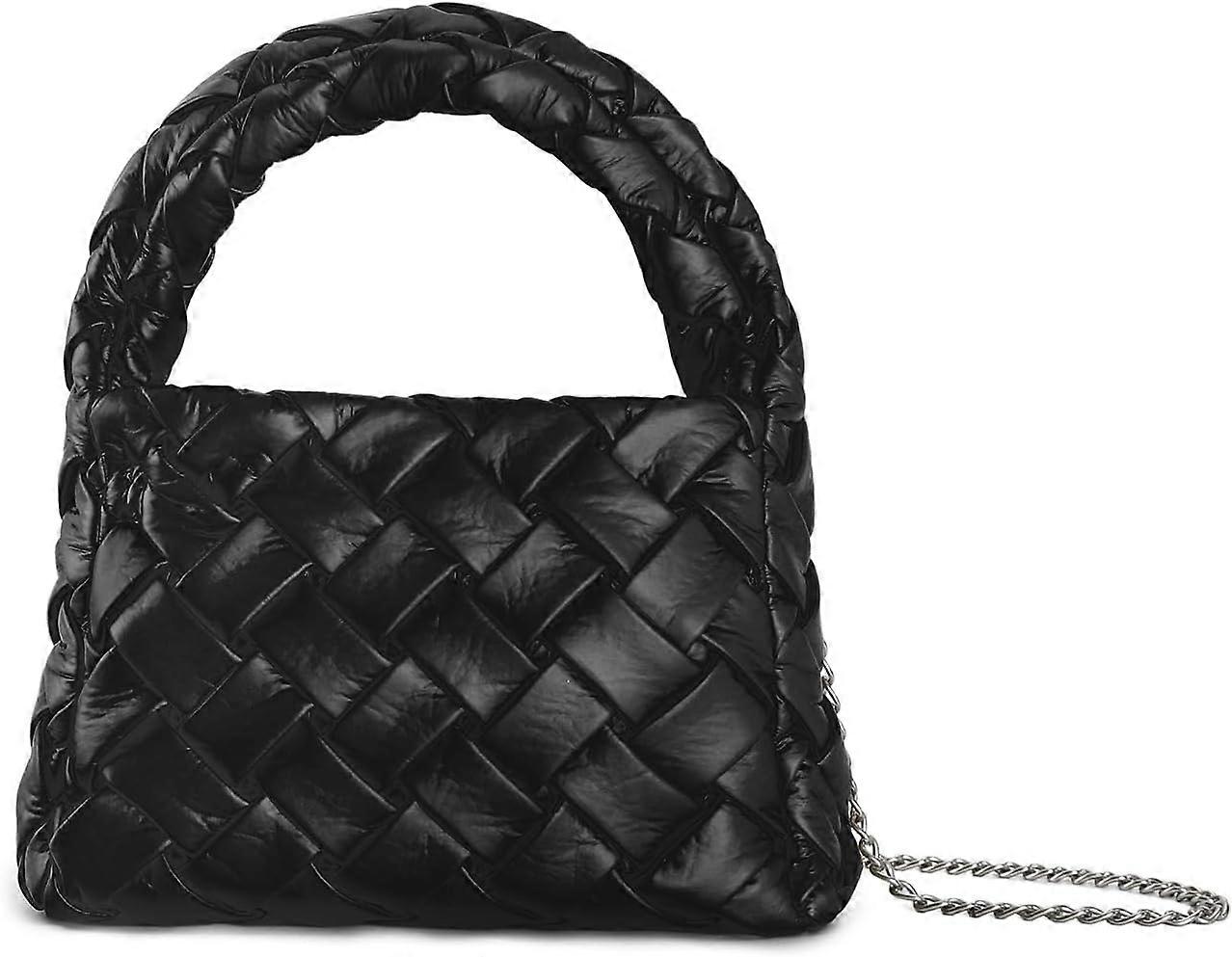 Woven Handbag for Women,Vegan Leather Small Woven Purse Top Handle Crossbody Bag Retro Handmade Shoulder Tote Bag