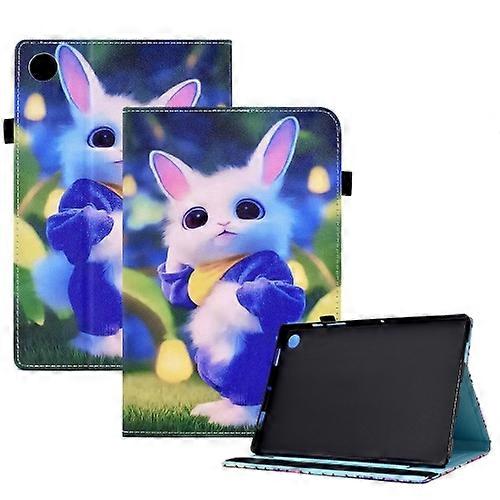 For Samsung Galaxy Tab A9 Colored Drawing Stitching Elastic Band Leather Smart Tablet Case