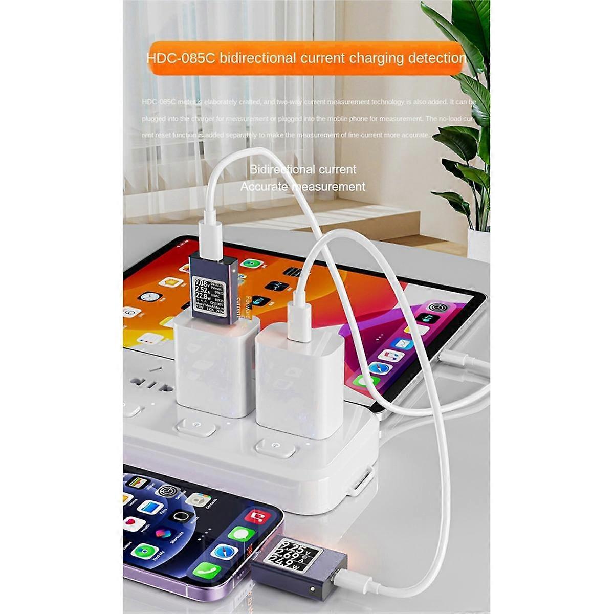 Type-C Tester HDC-085C DC 4.5-50V 0-12A PD3.1 Multi-Function Digital Display Tester Current Power