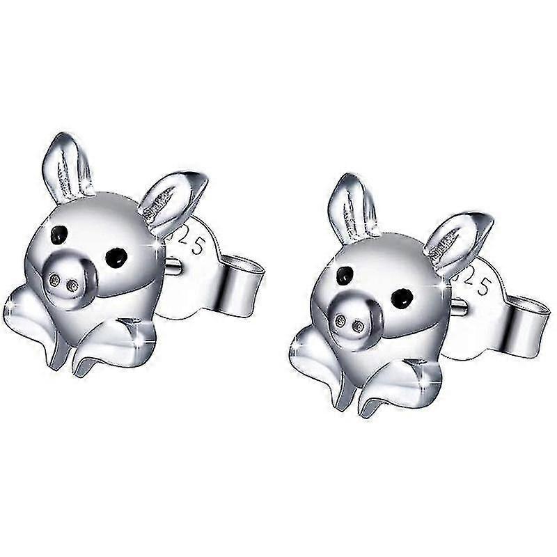 S925 Pig Cartoon Silver Earrings
