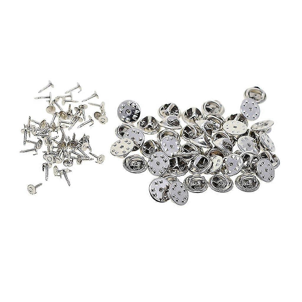 50 Sets Badge Hat Pin Metal Tie Back Lapel Butterfly Clasps Fasteners Silver