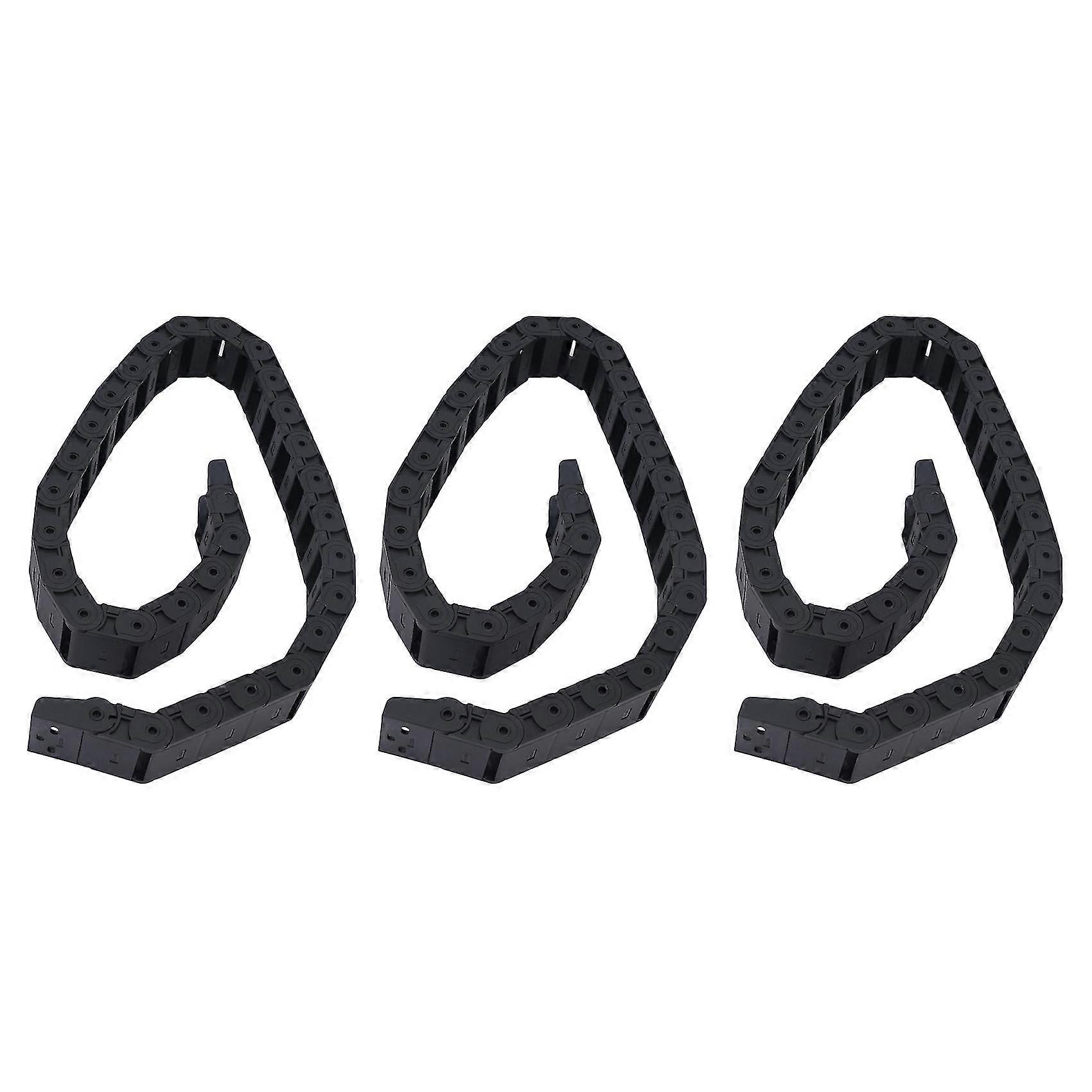 3x 18mm X 37mm Black Flexible Semi Enclosed Cable Drag Chain 1m 39.4inch