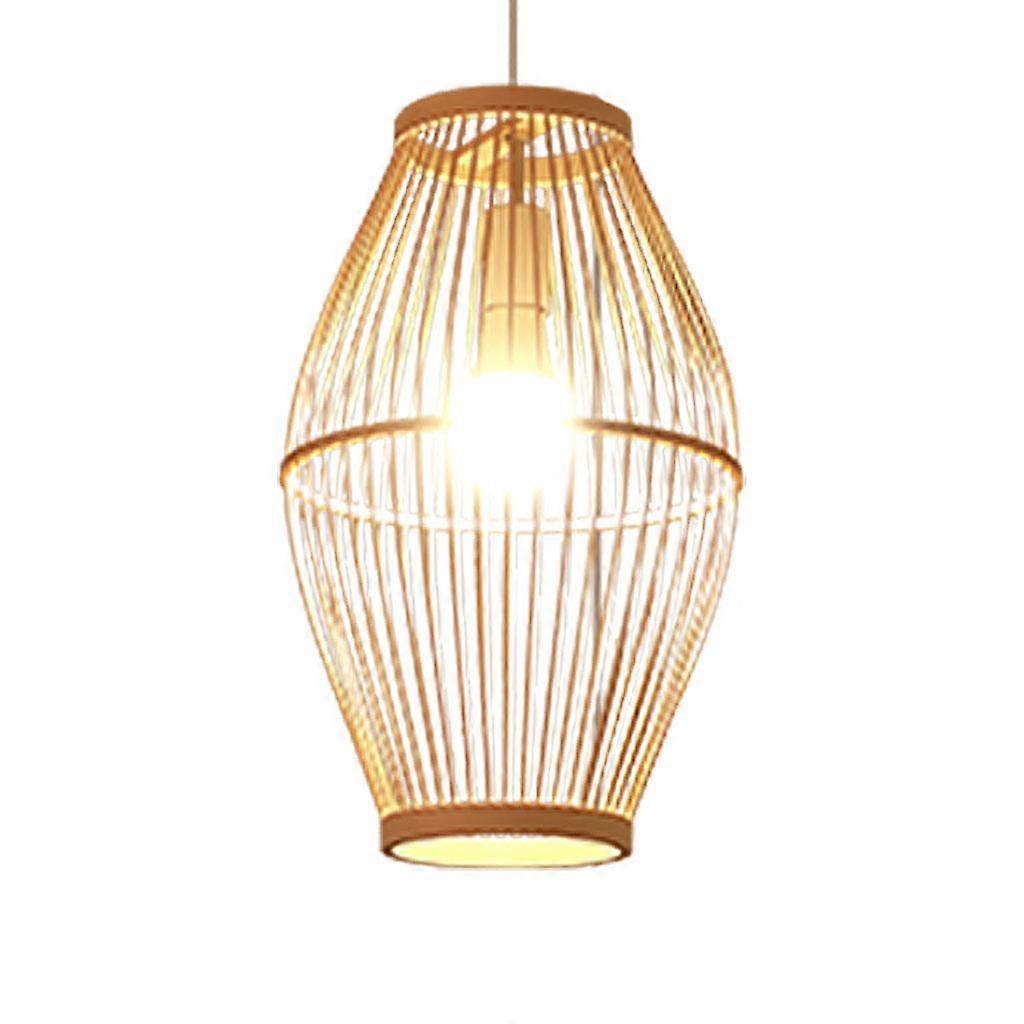 竹織りランタンペンダントライトハンギングランプキッチンドロップライトD 26x42CM