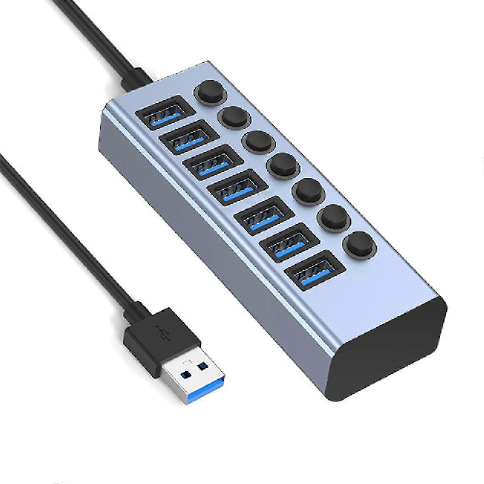 Alimentatore USB3.0 7 in 1, interruttori indipendenti, adattatore in alluminio