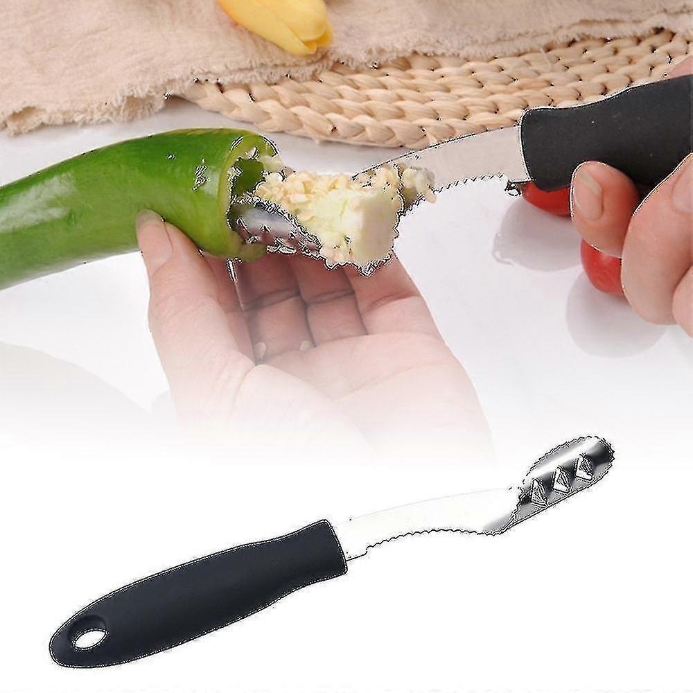 Pepper Corer Icer Vegetable Fruit Corer Kitchen Tool 2 Pieces, Black Zinuo Boutique