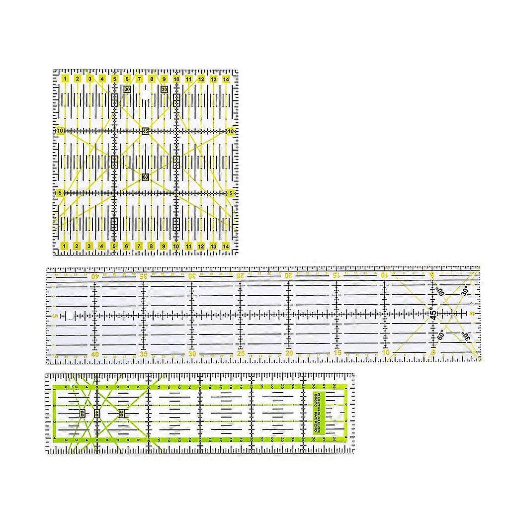3pcs Clear Quilting Yardstick Rulers Patchwork Sewing Ruler Cutting Tool Set For