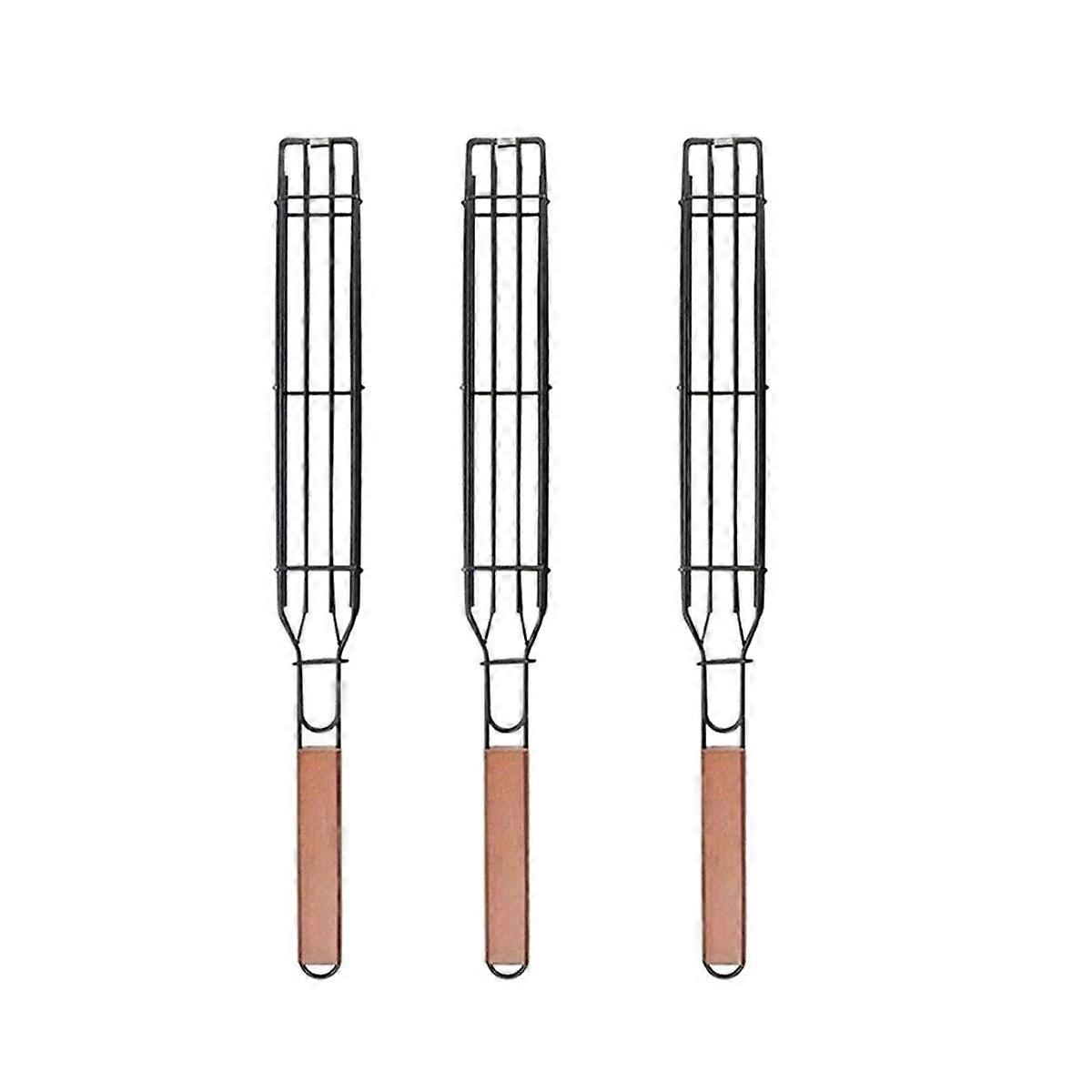3Pcs BBQ Grilling Basket Stainless Steel Barbecue Grill Basket Tools Grill Mesh for Fish Vegetable