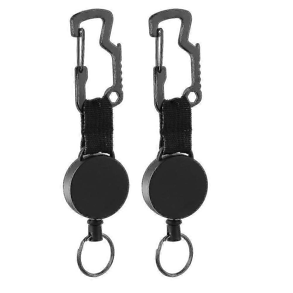 2 Pieces Heavy Duty Retractable Keychain, 60cm Retractable Badge Reel Keychain, Steel Cable Retractable Keychain, For Id Card Badge Holder K
