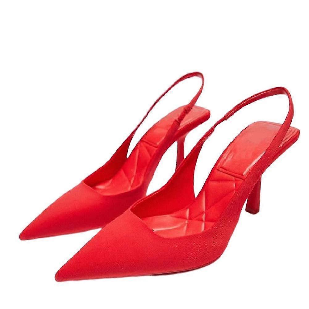 Women's Tip Toe High Heels Solid-color All-match Buckle Sandals For Wedding Party