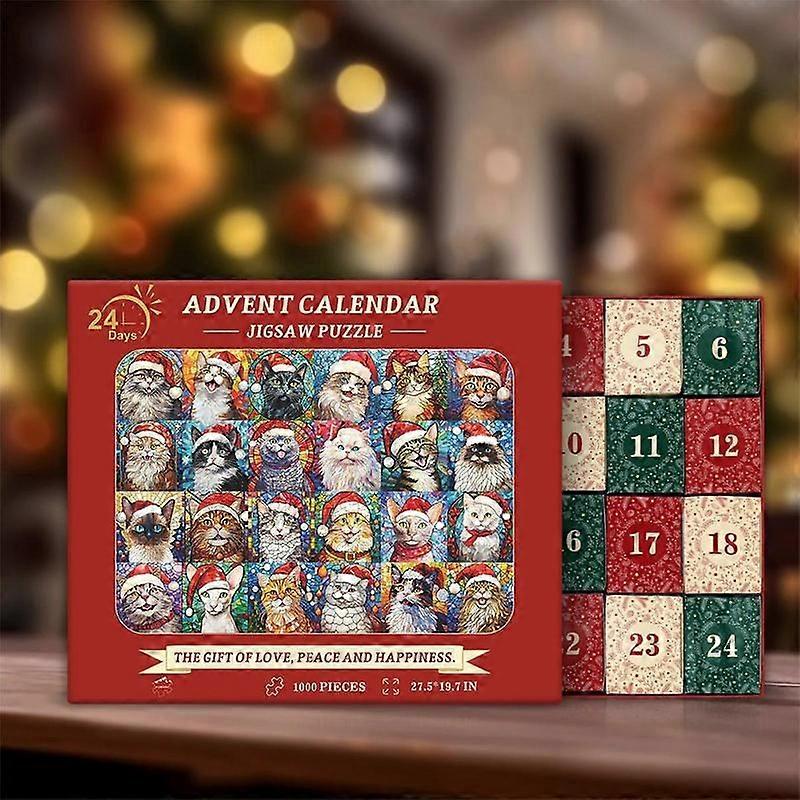 GaiBoSi24 Days Christmas Countdown Calendar Toy 2024 Cat Puzzles Christmas Advent Calendar Precise Cutting Stocking Stuffers