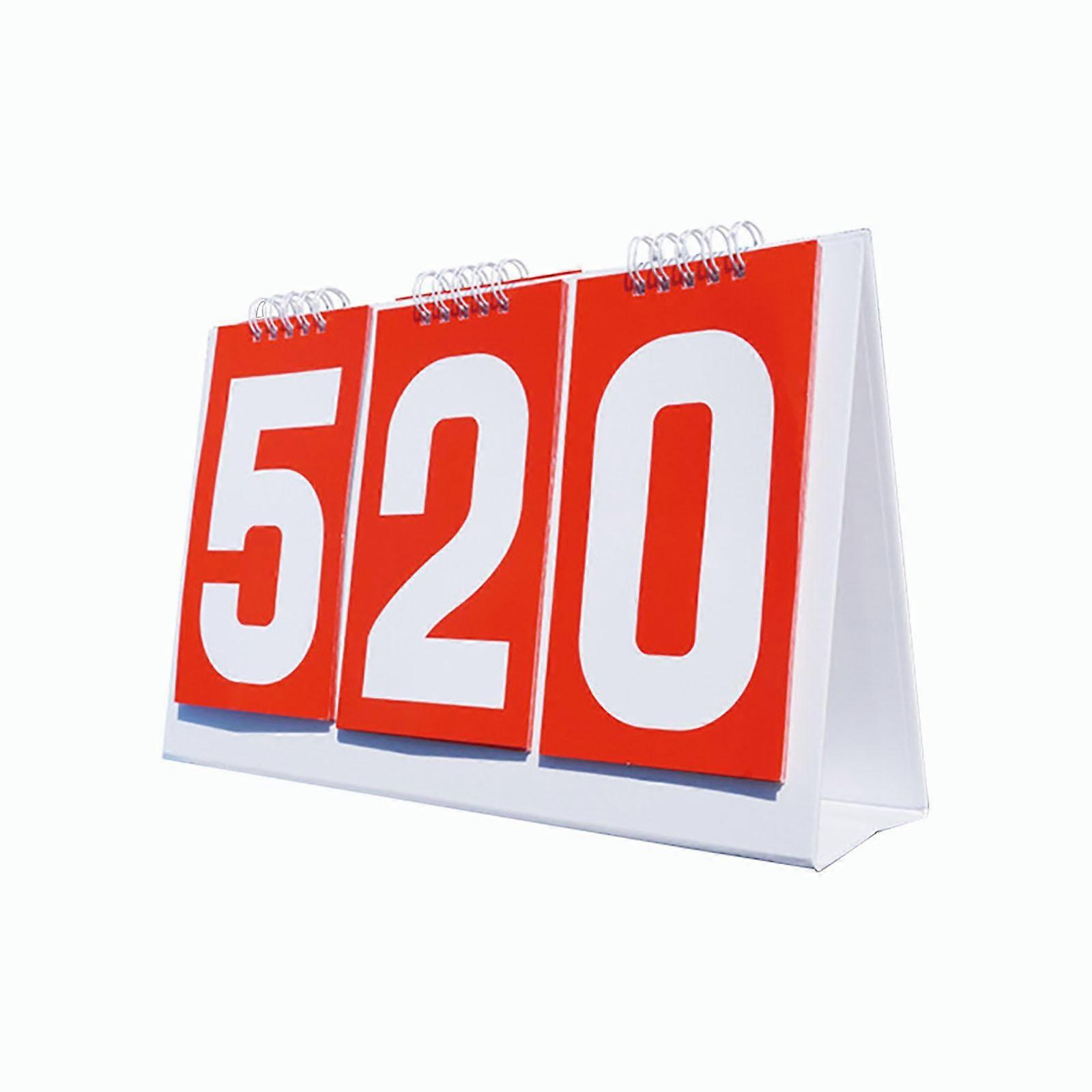 Flip Scoreboard Portable Table Score Flipper for Badminton Volleyball Soccer red