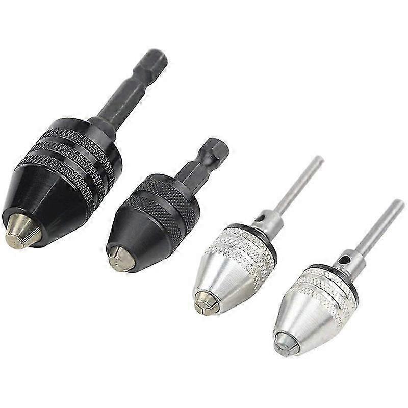 4PCS Drill Chuck Quick Change Adapter Mini 3-Jaw Drill Chuck Screwdriver Adapter Electric Drill Conversion Chuck Set