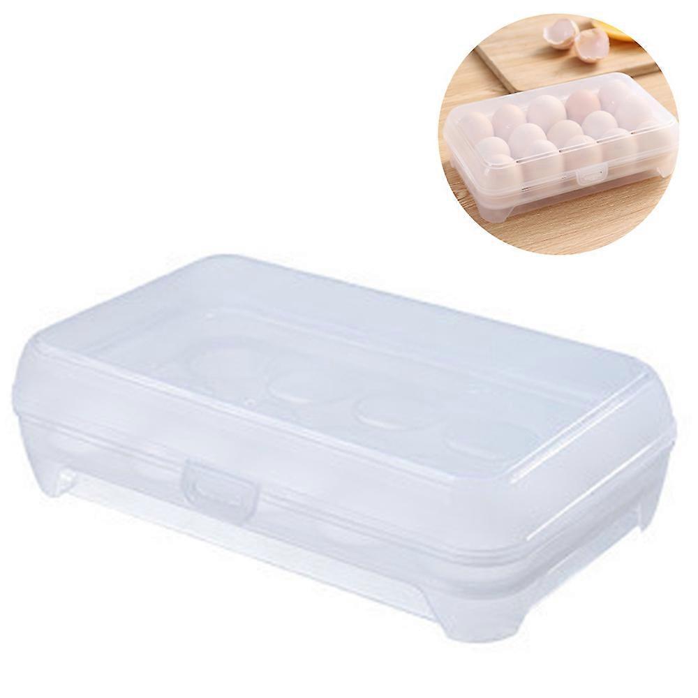 Plastic Egg Holder, Deviled Egg Tray Carrier with Lid, Portable Stackable Refrigerator Egg Containers with 15 Egg Grooves for Camping Fridge Kitchen