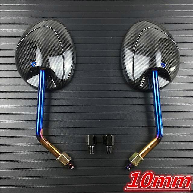 1 Pair 22mm Handle Bar Universal Motorcycle carbon fiber texture burnt titanium technology Rear View Rearview Mirrors 8mm 10mm