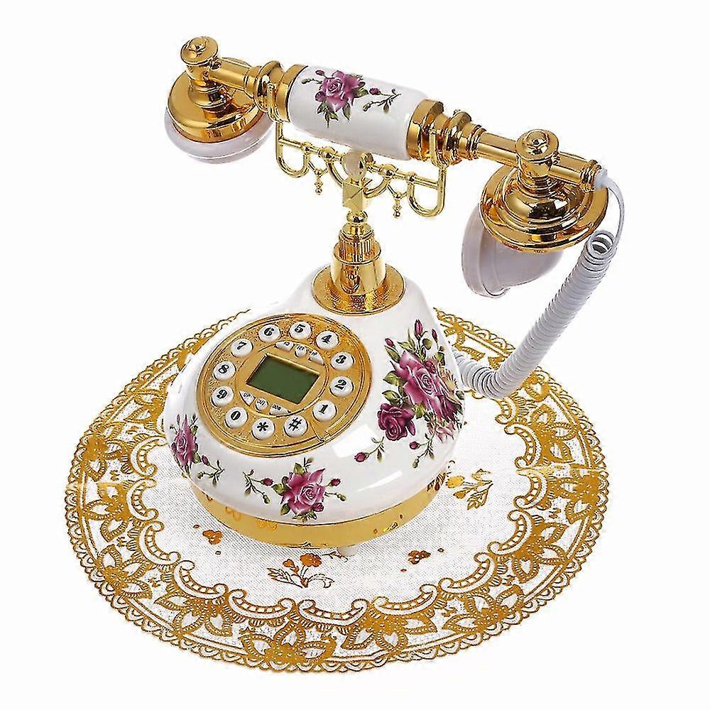 Antique Landline Telephone With Call Id Date Clock Adjust Ring Without Battery Classical Phone For Home Office
