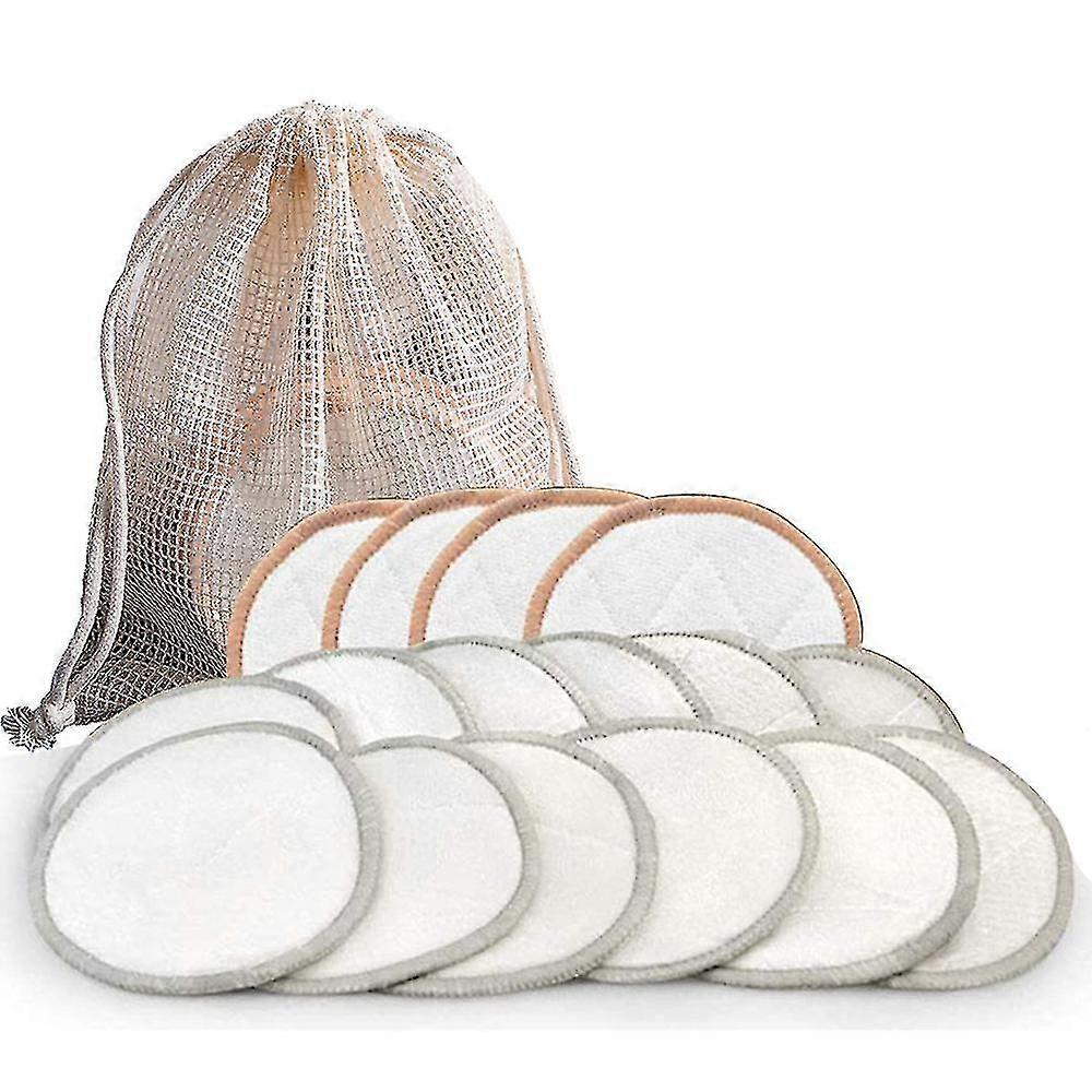16-Pack Washable Makeup Remover Bamboo Cotton Pads Reusable Cleaning Kit