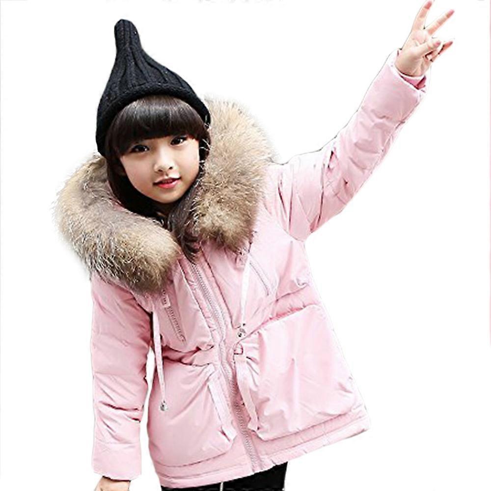 Vinter Midt Lang DunJakke 100% Pels Krage Jente