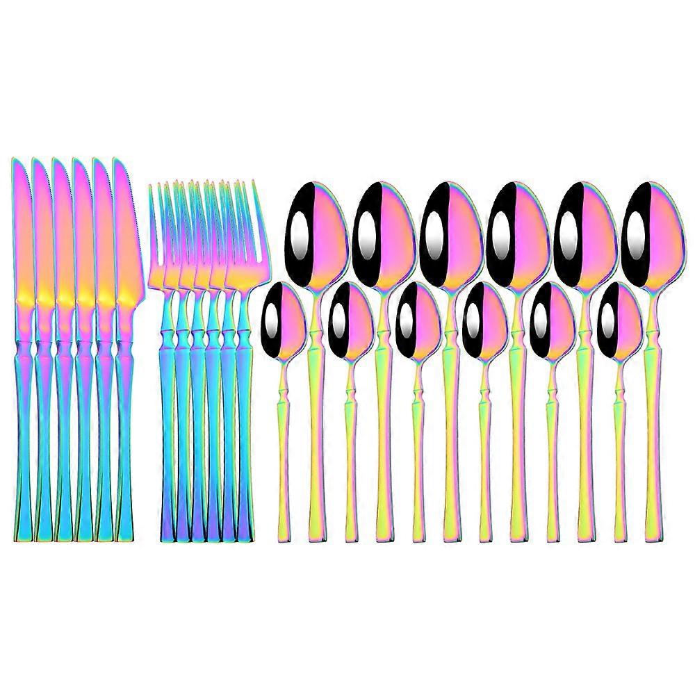 24Pcs Stainless Steel Tableware Knife Fork Tea Spoon Upscale Dinnerware Gift