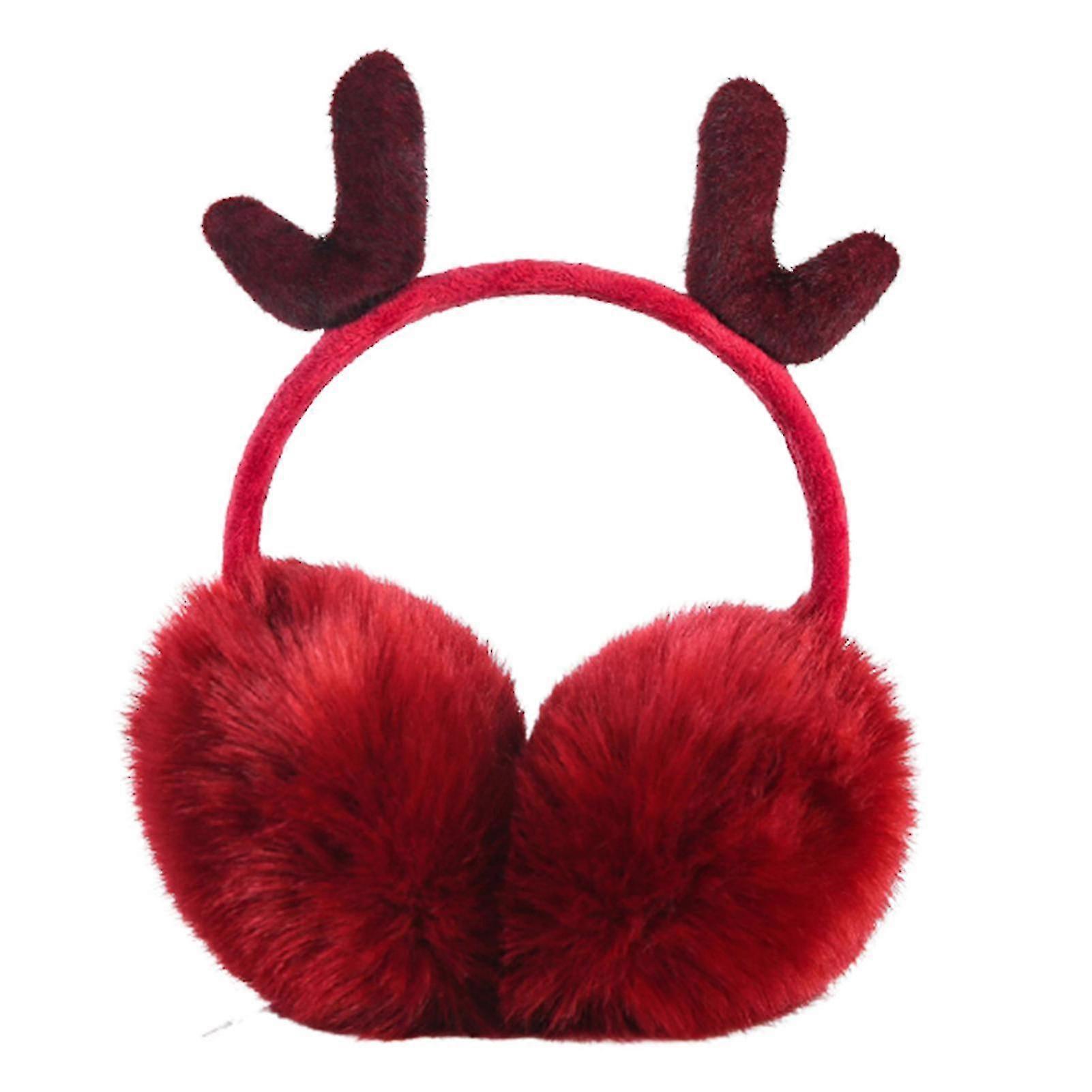 Winter Ear Warmers Cute Antlers Design On The Head Earmuffs Warm Fuzzy