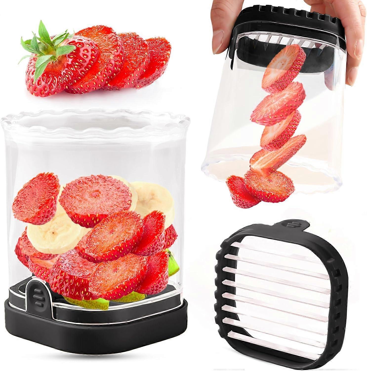 Fruit Slicer Cup 2024 New Fruit and Vegetable Speed Slicer with Push Plate,Detachable Fruit Cutter Slicer Creative Strawberry Slicer Kitchen Gadget