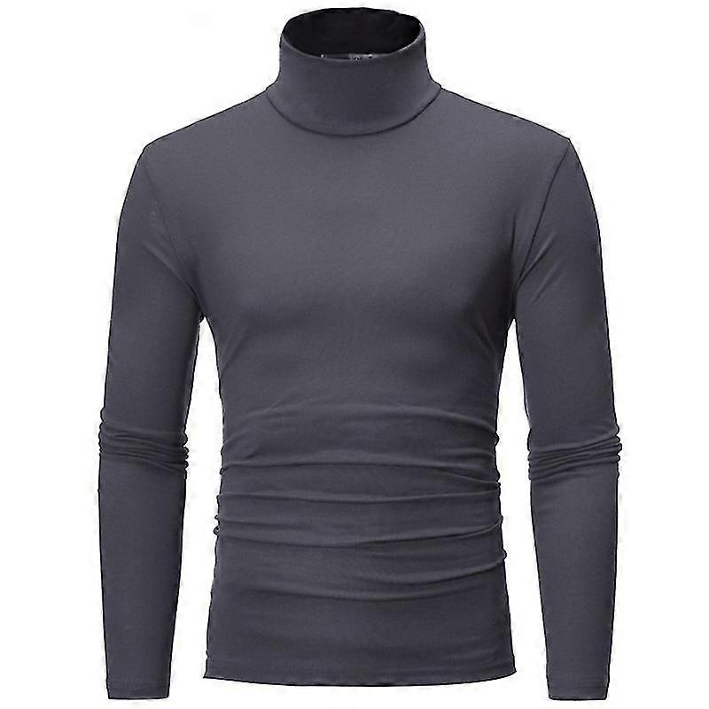 Män Höst Vinter Slim Fit Botten T-shirt Polokrage Långärmad Ensfärgat Elastisk Tunn Pullove