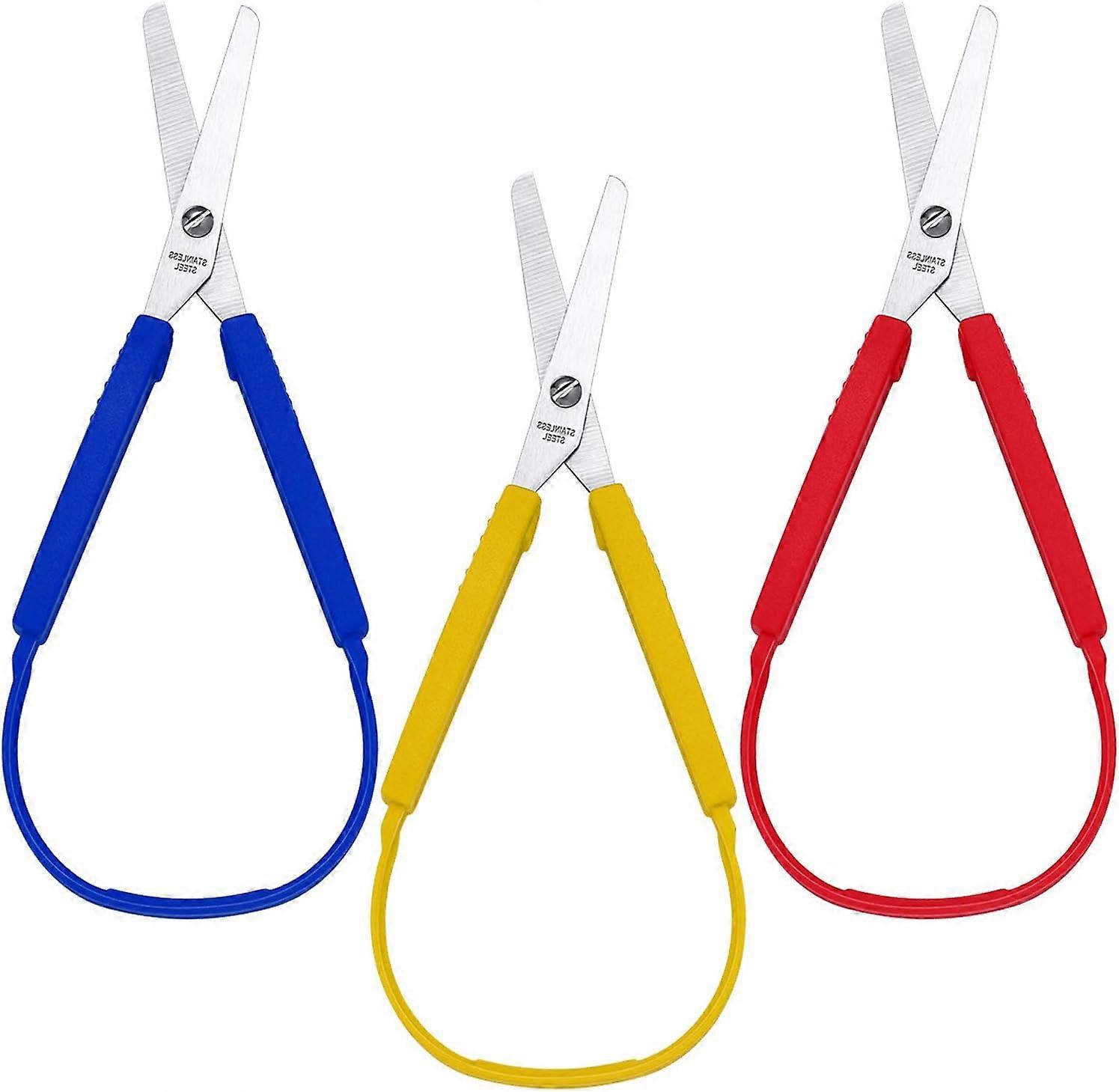 Loop Scissors Colorful Grip Scissors Loop Handle Self-Opening Scissors Adaptive Cutting Scissors