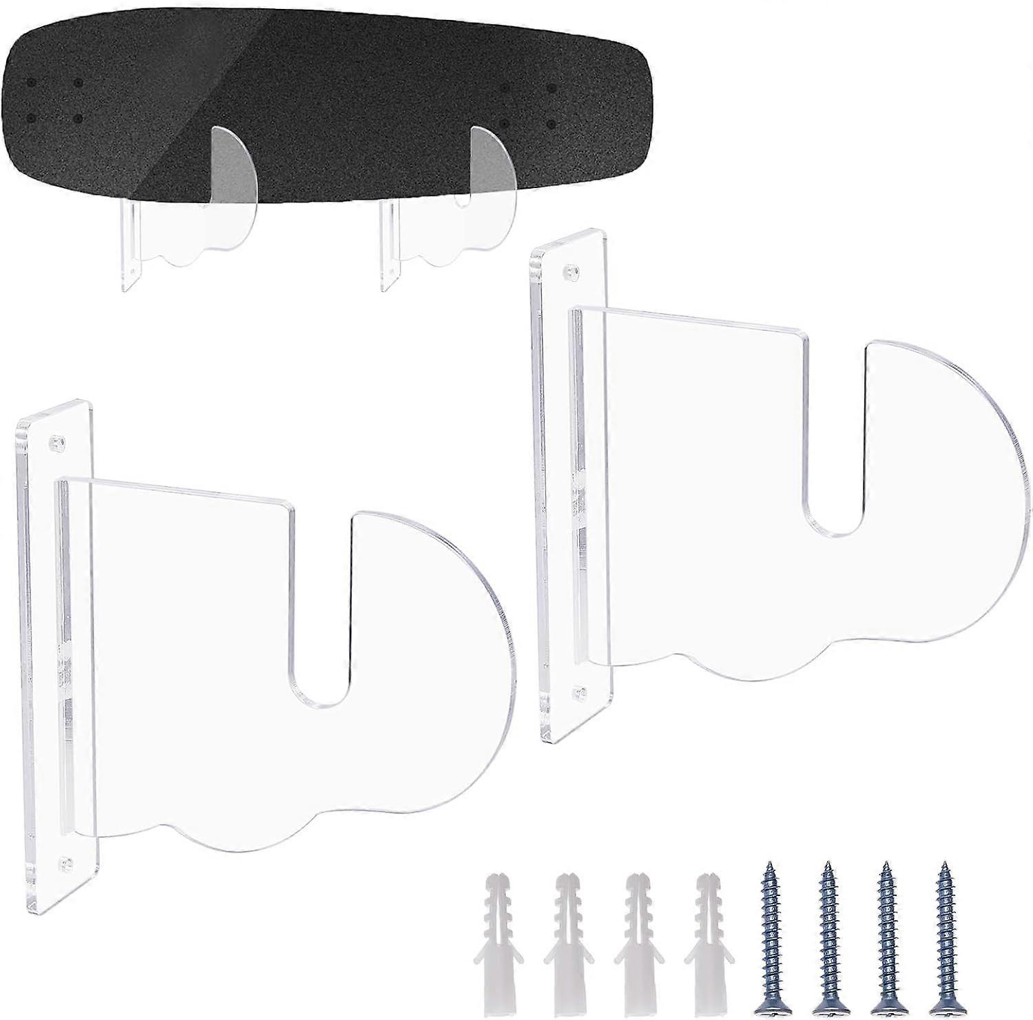 2 Sets Skateboard Display Stands Skateboard Wall Rack Display Acrylic Wall Hanging Display Shelf for Skateboard Storage Home Decor 5.62x5.9x1.57 inch