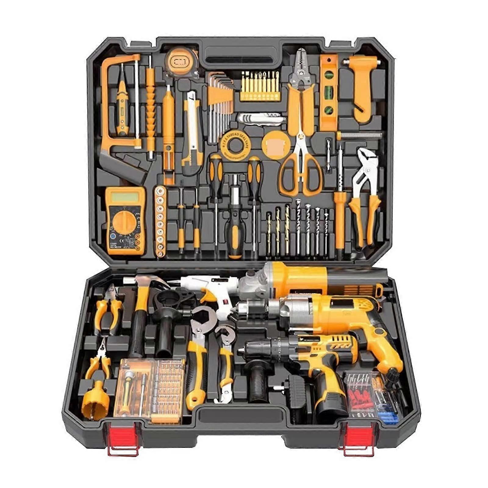 Tool Set with Drill,Cordless Drill Tool Kit Household Power Tools Drill Set,100% New