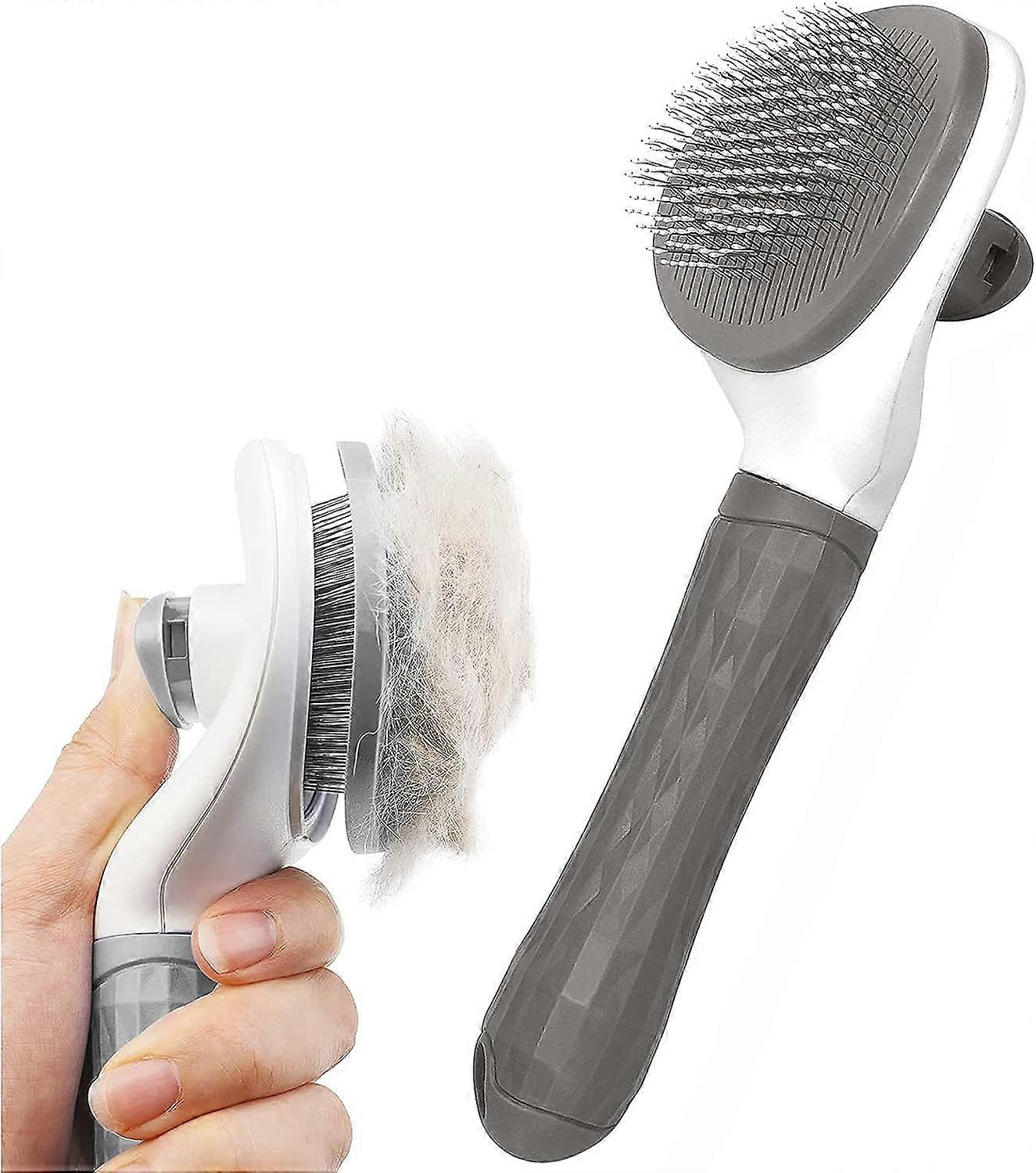 Dog Brush Cat Brush Grooming Comb,Self Cleaning Cat Dog Slicker Brushes with Smooth handle