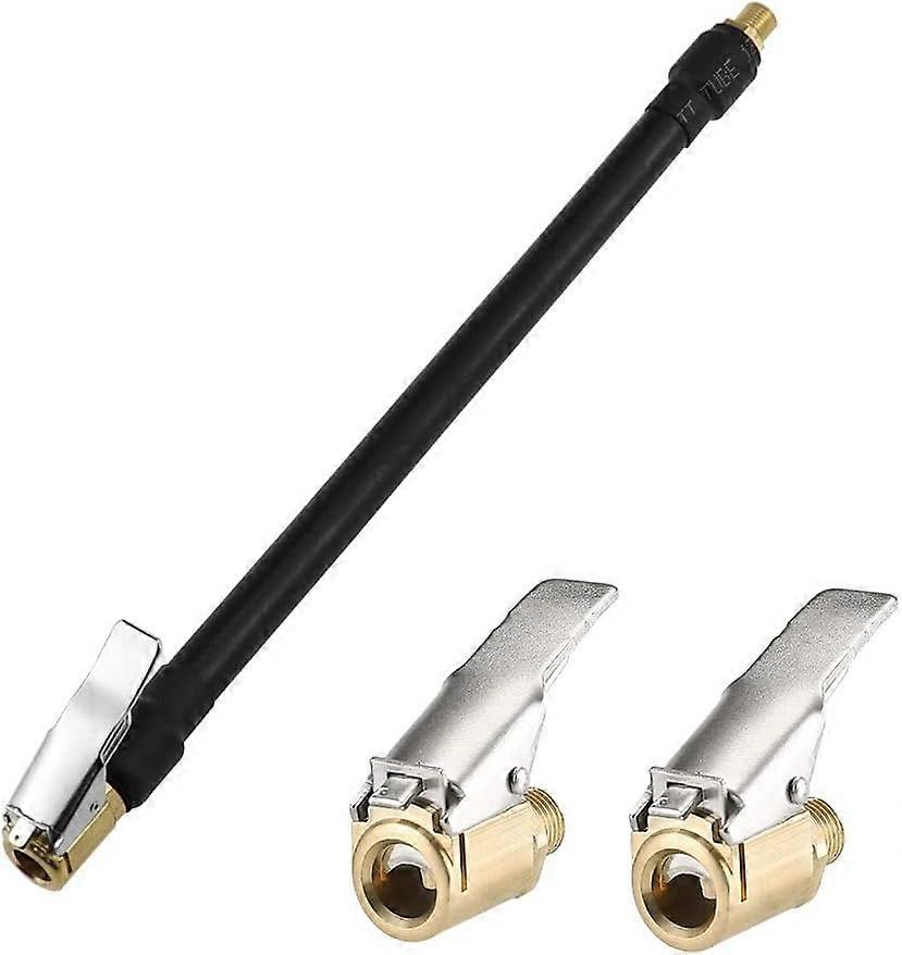 Tire Inflation Hose 20cm Black Flexible Air Inflation Tire Air Hose with 2 Inflator Pump Hose Adapter for Inflating Car Tires