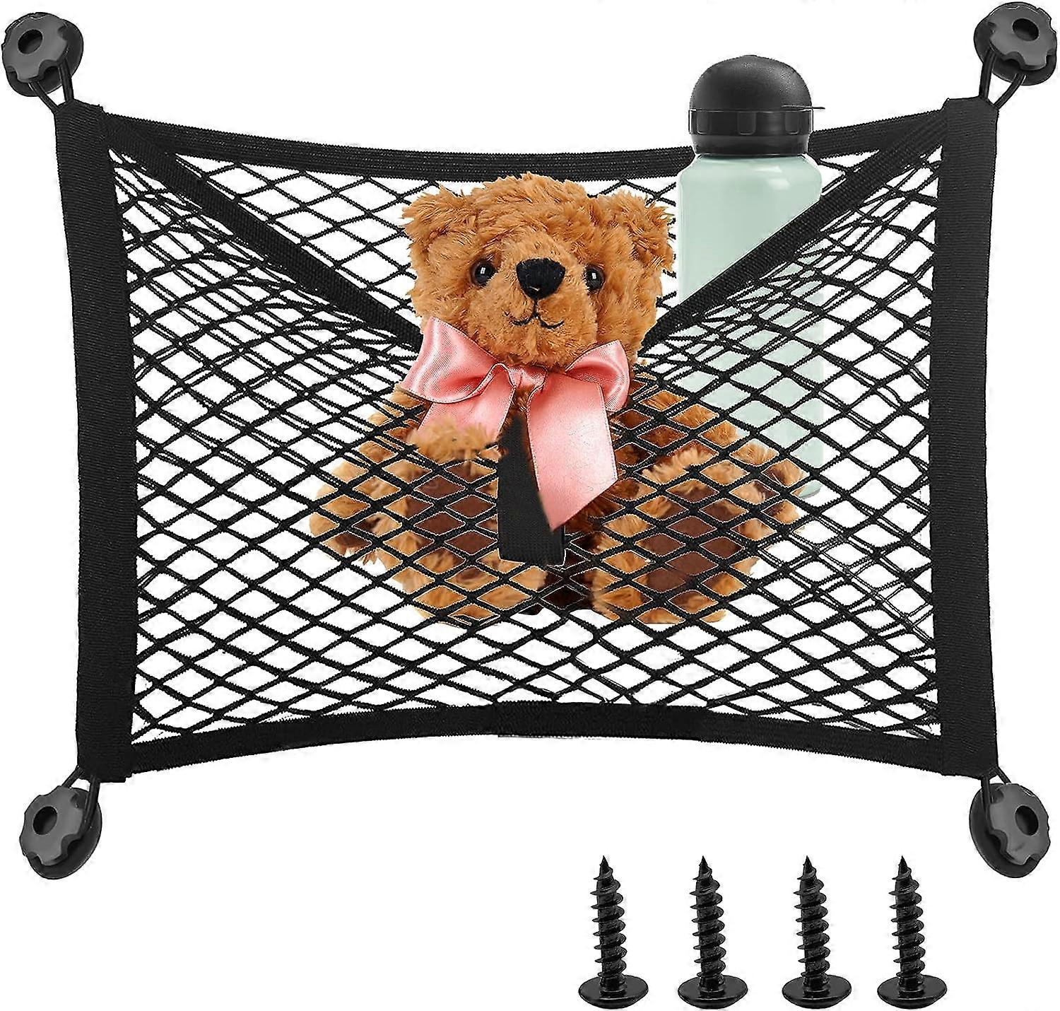 Seat Storage Net 45x25CM Auto Car Trunk Net Bag with 4 Pcs Hooks and 4 Pcs Screws for Car Seat Motorhome RV