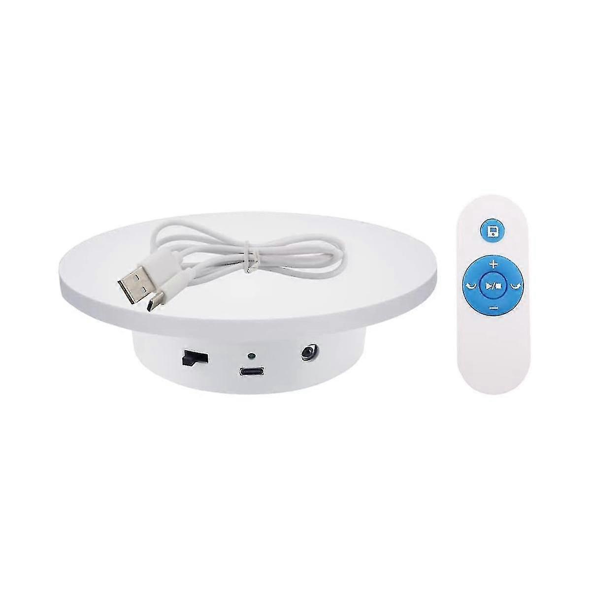 Rotating Display Stand Adjustable Speed With Remote Control 5.1in Diameter 11lb Load Capacity Type-c Power Supply (18cm)