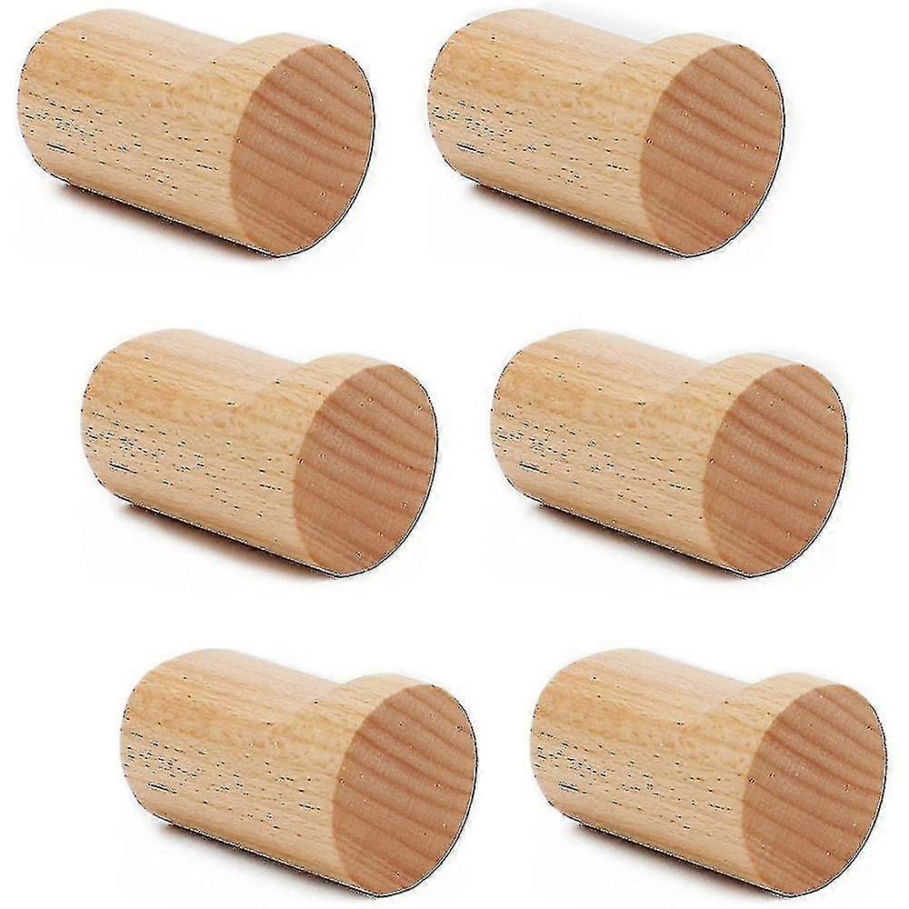 6 Pack Wooden Wall Hooks,pegs Wall Mounted Modern Hook Beech Wood