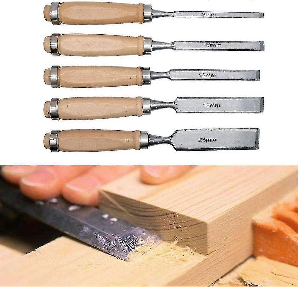 Ensemble de gouges de charpentier de 5 Hss Ciseaux à main et embouts en laiton